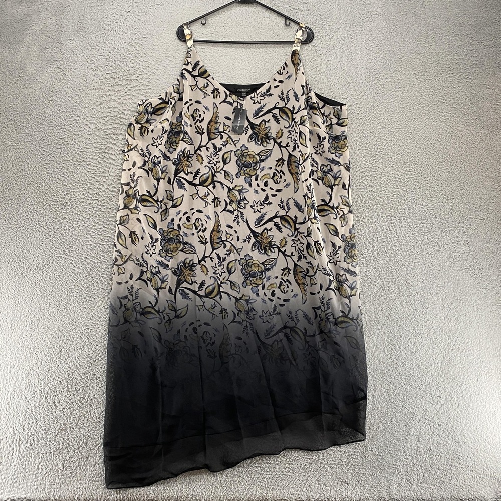 Lane Bryant Midi Maxi Dress Womens 26/28 Dip Dye Floral Ombre Asymmetrical
